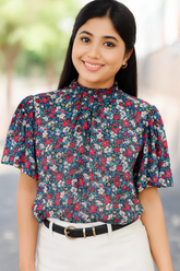 Feminine Mock Neck Top with Delicate Ruffle Detail – Perfect for All Seasons